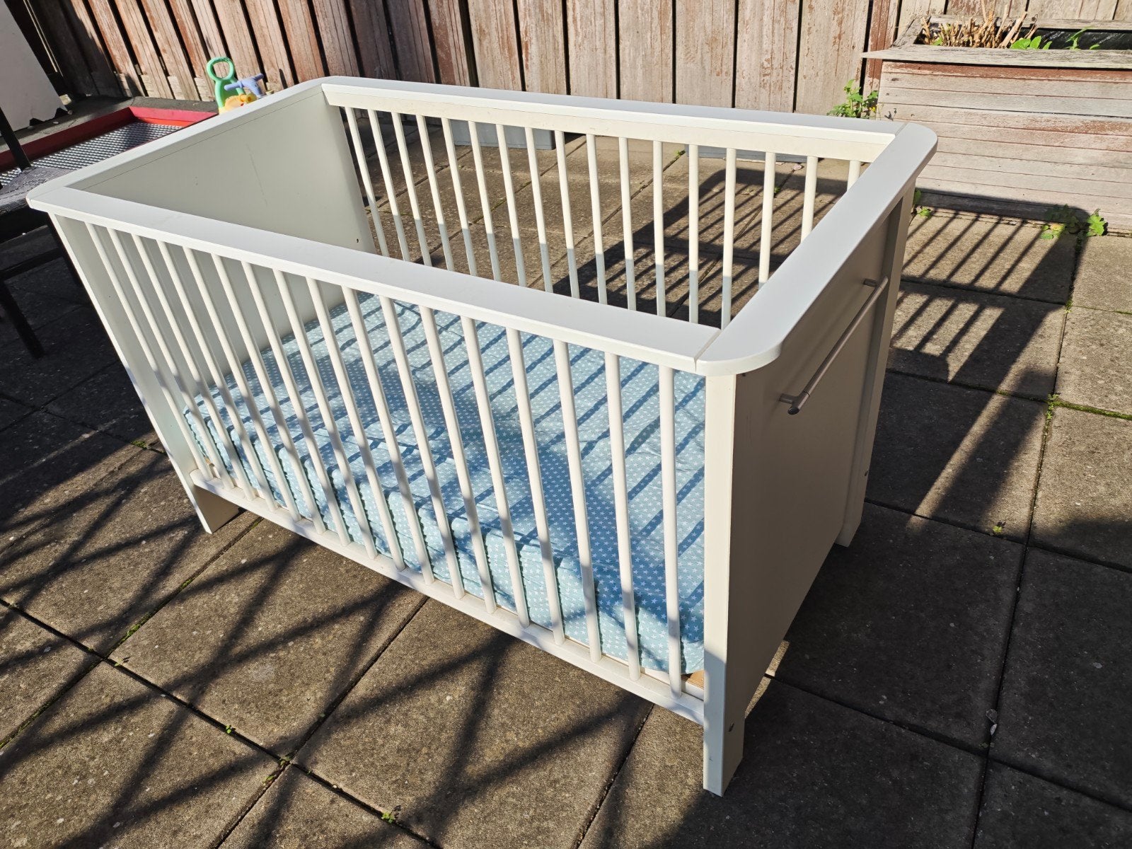 Wit Houten Baby Ledikant incl. Matras & Sterren Hoeslaken +1, Ophalen, Gebruikt, Ledikant