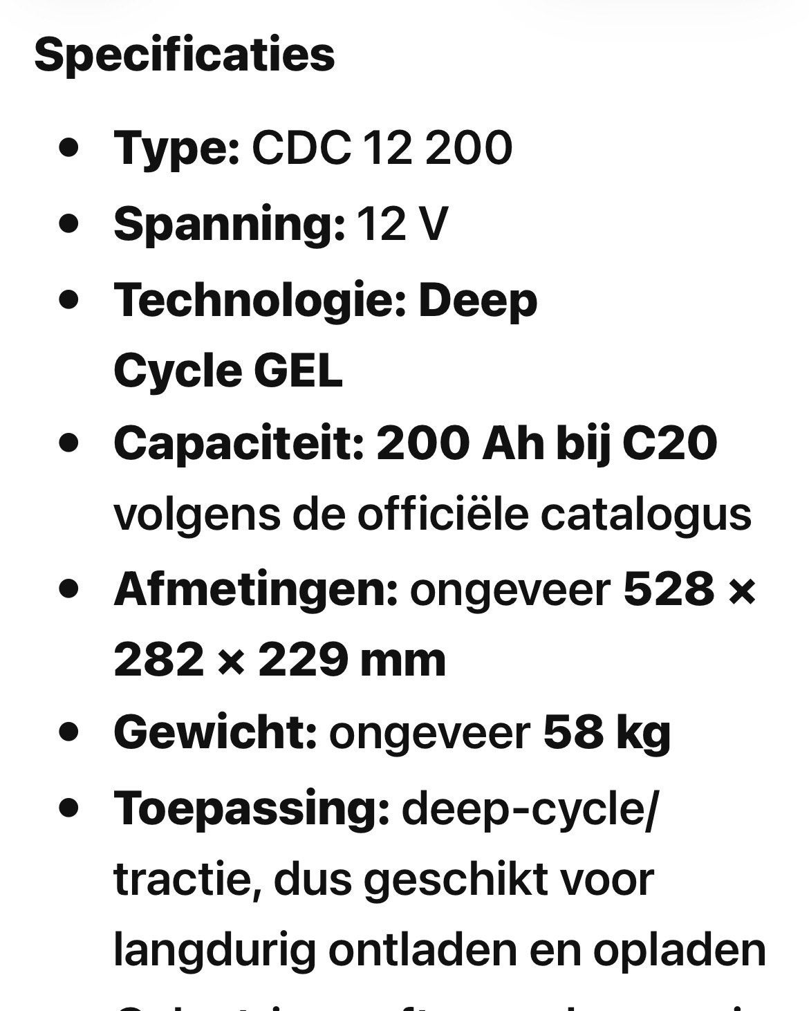 CELECTRIC CDC 12 200 Deep Cycle GEL Accu 12V 200Ah, Ophalen, Gebruikt, Overige typen