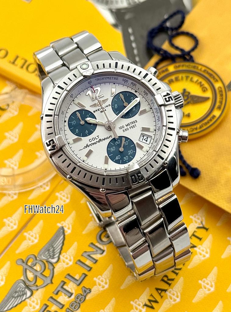 Breitling Colt Chronograph A53050. Complete set 2000 !, Staal, Gebruikt, Staal, Breitling