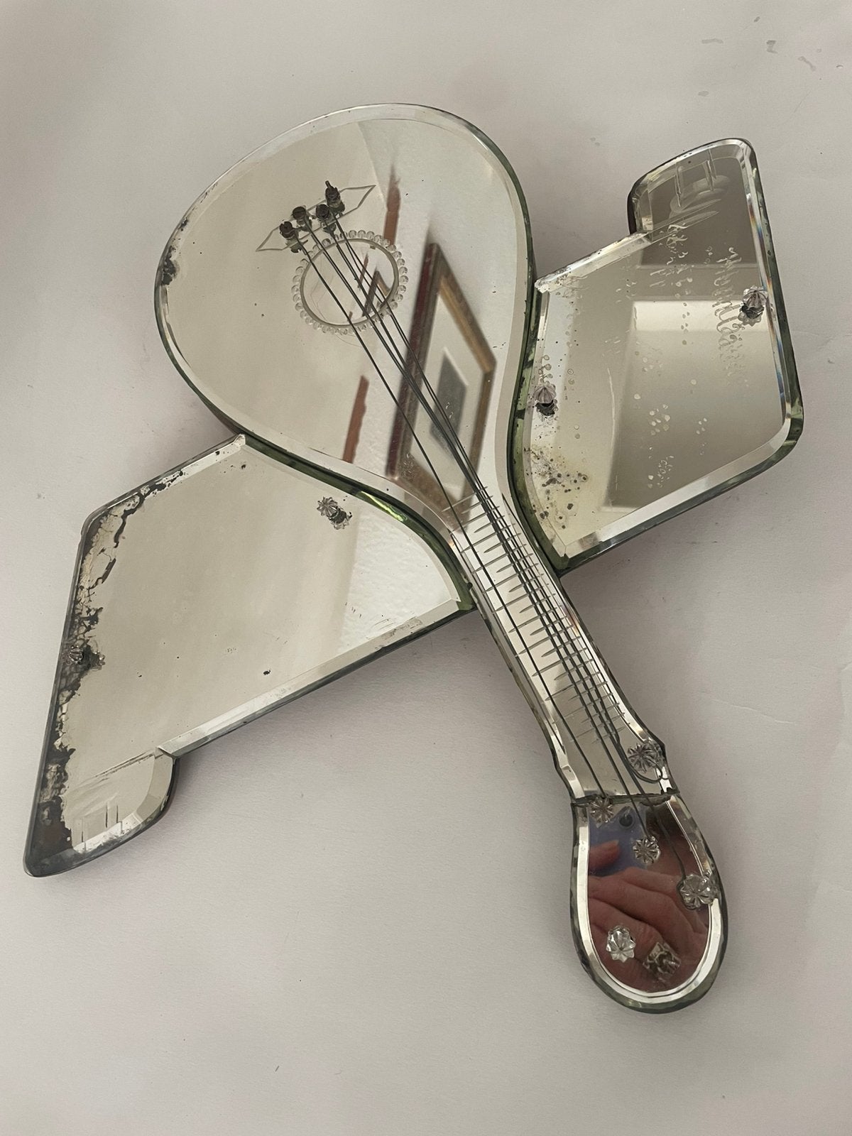 Venetiaanse spiegel Murano 1950 speeldoos., Ophalen of Verzenden, Minder dan 50 cm