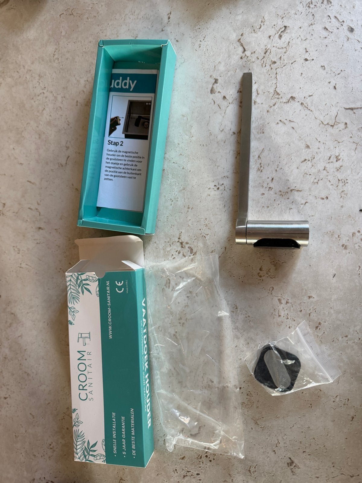 Croom Sanitaire Vaatdoekhouder RVS magnetisch - Nieuw, Huis en Inrichting, Overige typen, Ophalen of Verzenden, Metaal, Overige merken