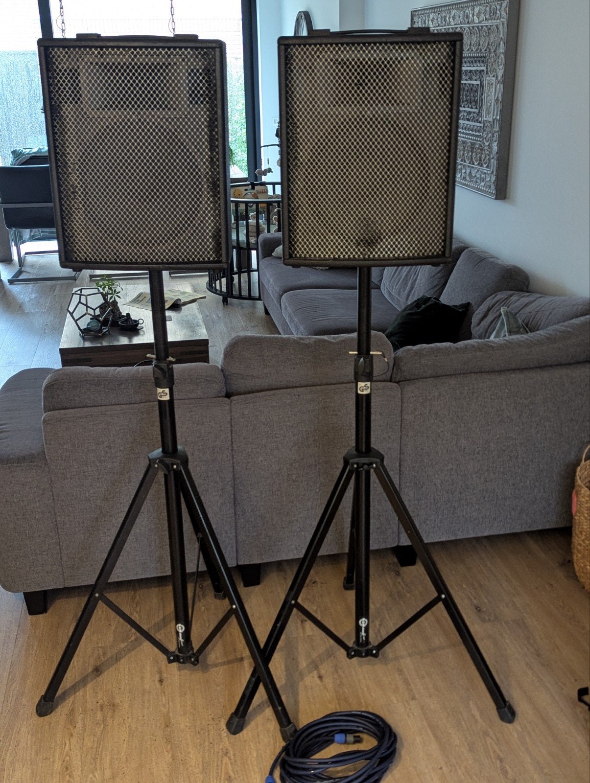 HK Audio Power Works 12" speaker set incl. statief, Ophalen