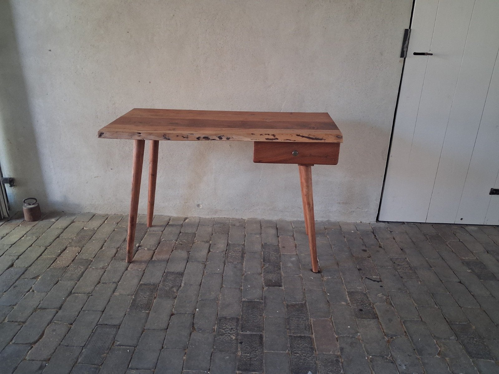 houten bureau retro look, Ophalen, Overige typen, 110 cm, 50 cm