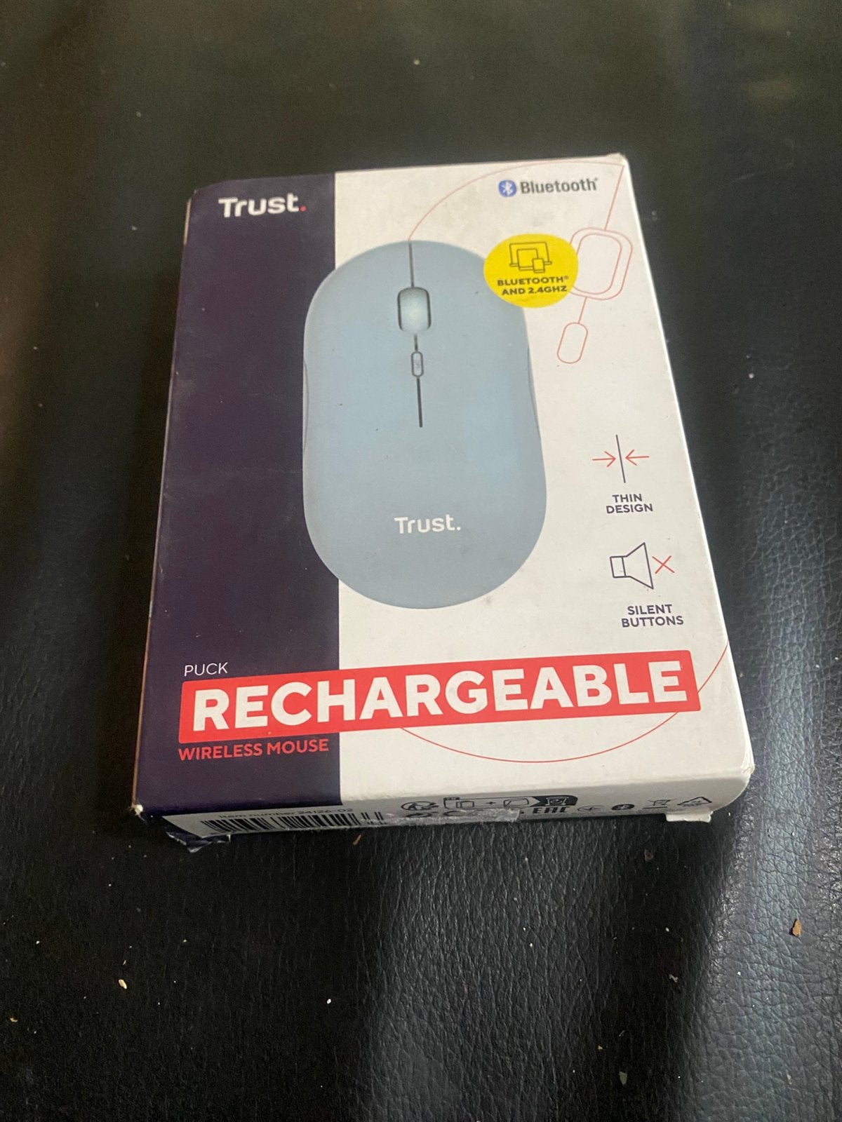 TRUST Puck Draadloze Muis Blauw, Computers en Software, Muizen, Nieuw, Muis, Linkshandig, Rechtshandig, Draadloos, Ergonomisch