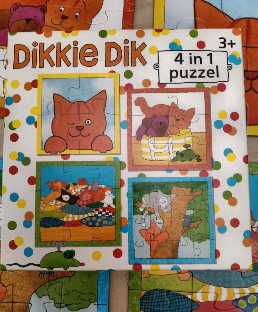 Dikkie Dik 4 in 1 puzzel / speelgoed, Kinderen en Baby's, Speelgoed | Kinderpuzzels, Ophalen of Verzenden, 10 tot 50 stukjes, Zo goed als nieuw