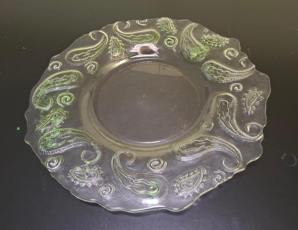 Vintage Glazen Schaal met Paisley Patroon, Ophalen
