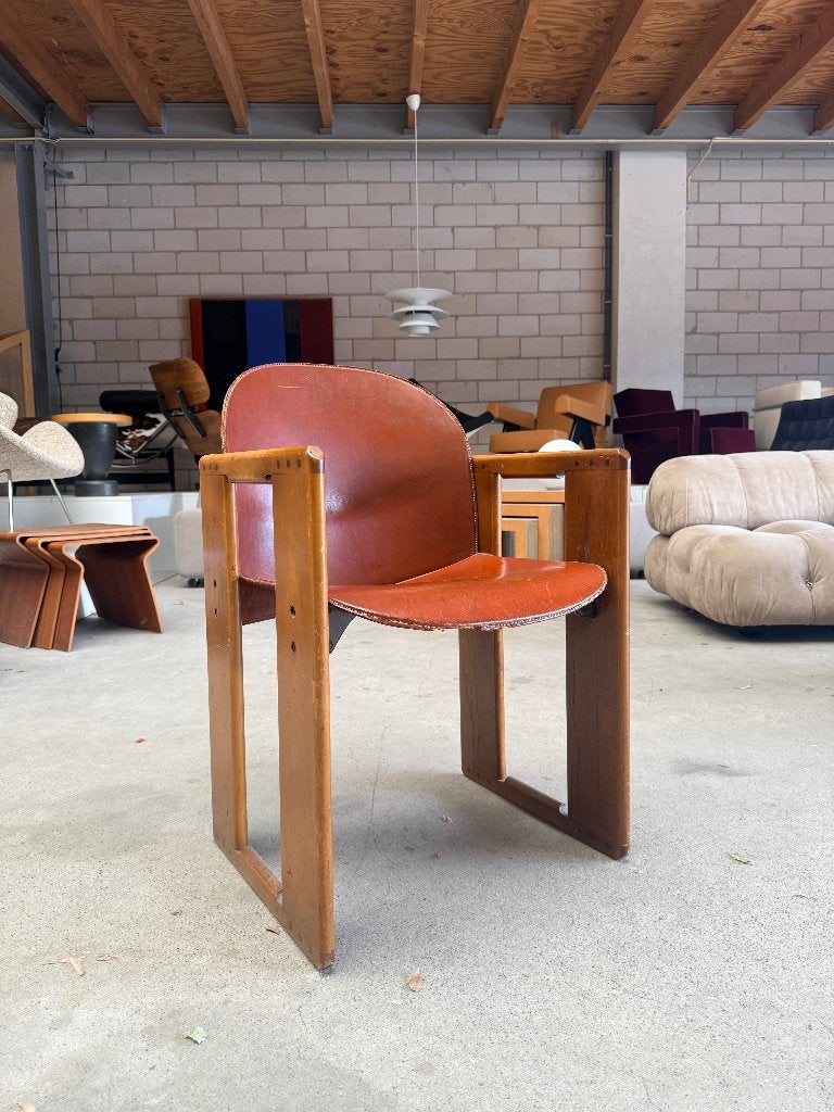 Vintage B&B Italia Dialogo chair Afra & Tobia Scarpa, Ophalen, Gebruikt, Bruin, Vintage