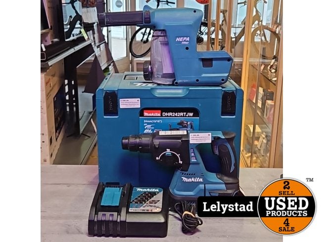 Makita DHR242ZJW Boorhammer Stofafzuiging Oplaadstation Accu, Doe-het-zelf en Verbouw, Gereedschap | Boormachines, Makita, Gebruikt