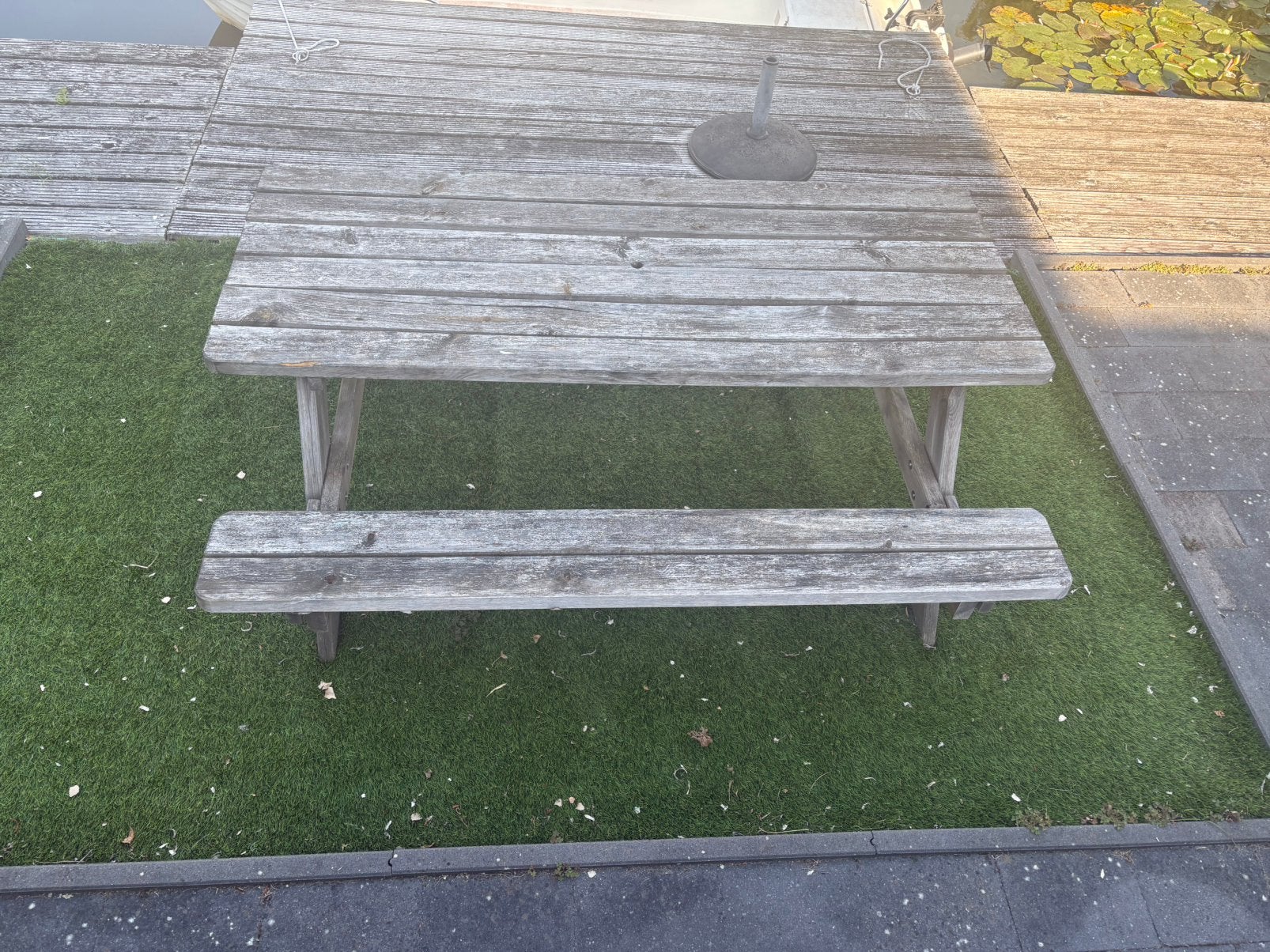 GRATIS Picknick tafel, Tuin en Terras, Ophalen, Gebruikt, Rechthoekig, Hout