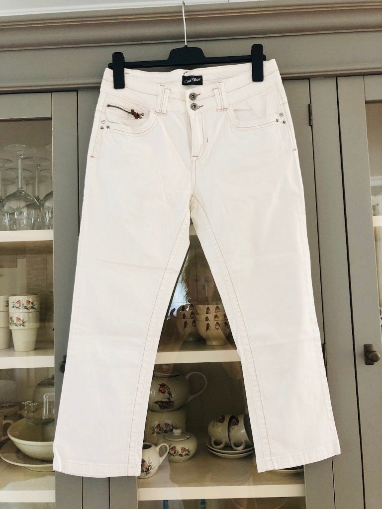 Broek Jeans  Kennedy driekwart roomwit maat 38 zgan, Kleding | Dames, Maat 38/40 (M), Wit, Ophalen of Verzenden, Zo goed als nieuw