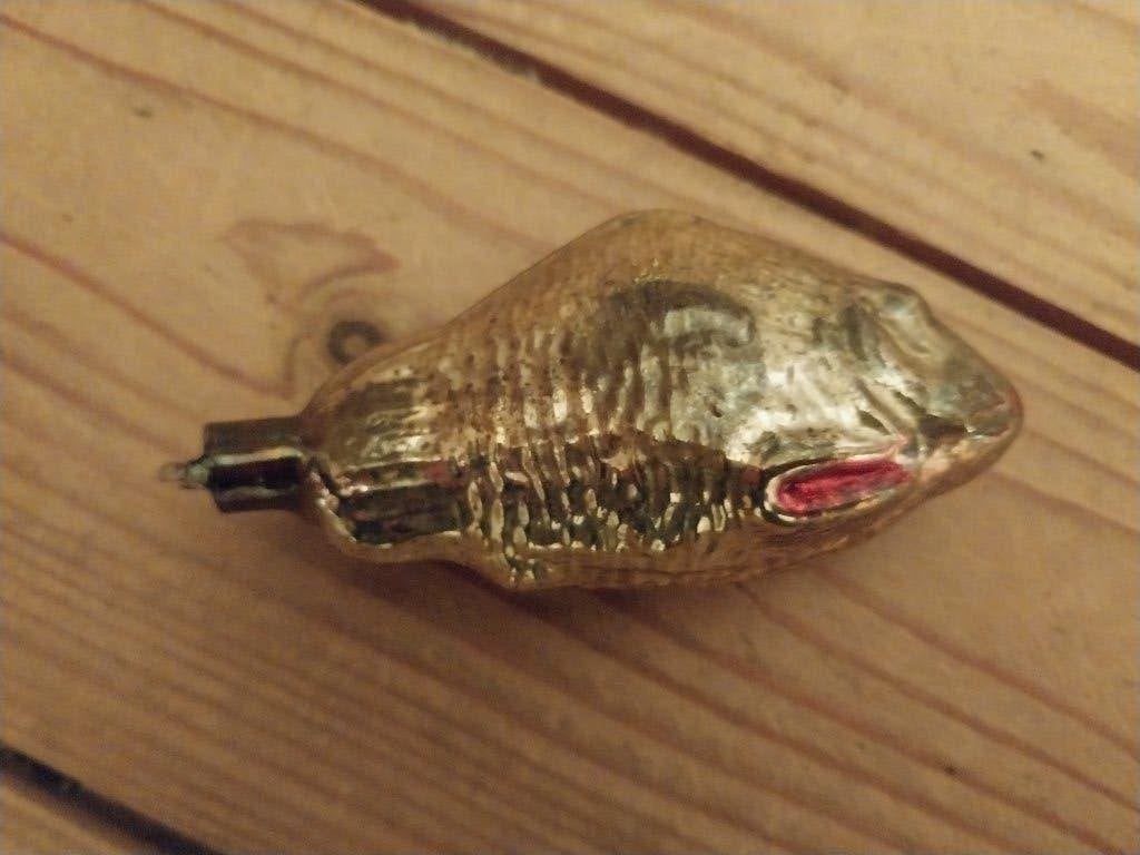 oma's nostalgische oude glazen ajeko kerstbal vis, Ophalen, Gebruikt