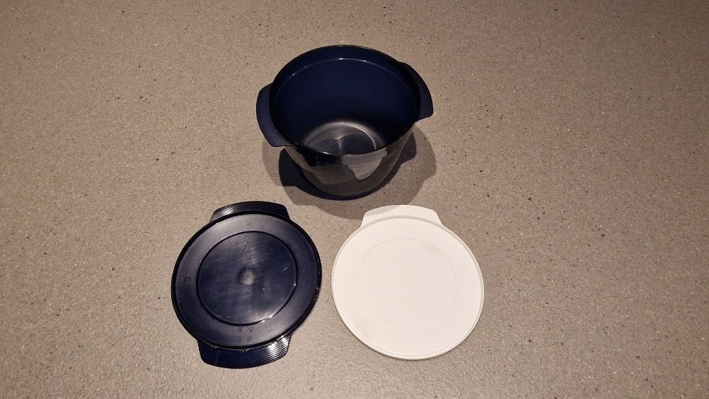 Tupperware MicroCook 2,25 liter Magnetronkoken, Blauw, Ophalen of Verzenden, Zo goed als nieuw, 2250 ml