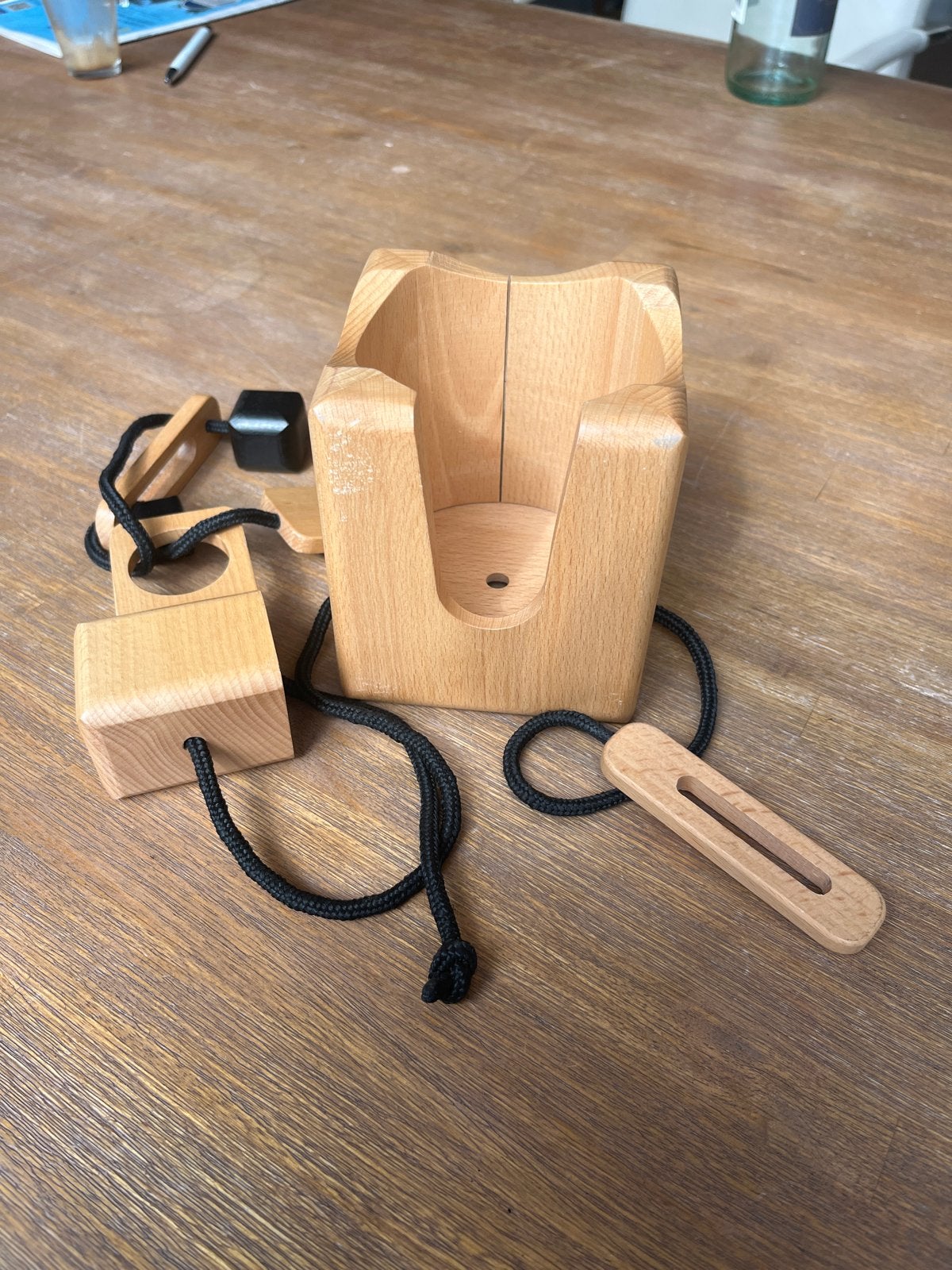 Houten wijnfles puzzel, Ophalen of Verzenden, Gebruikt