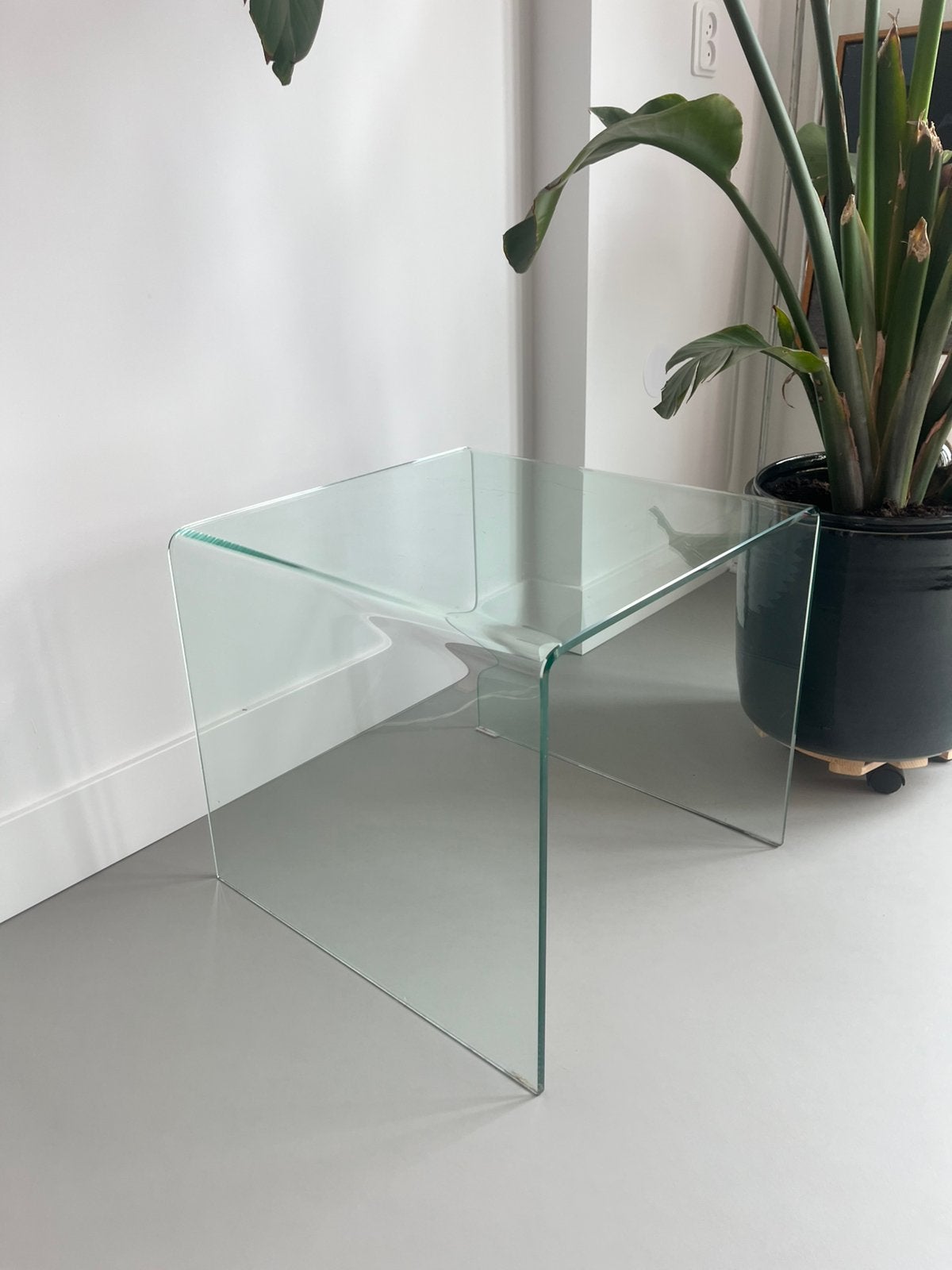Glazen salontafel 50x50x45 cm merk onbekend, Huis en Inrichting, Tafels | Salontafels, Ophalen, Gebruikt, 50 tot 100 cm, Vierkant