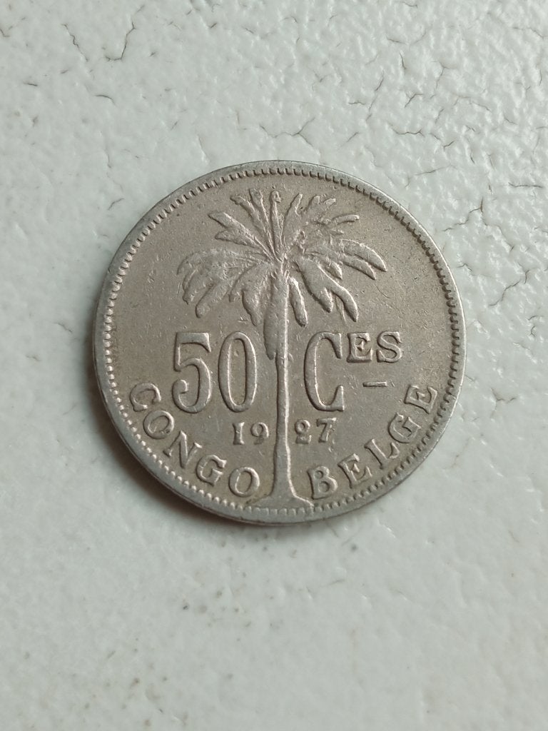 Belgisch Congo 50 centimes 1927., Postzegels en Munten, Ophalen of Verzenden, Overige landen, Losse munt
