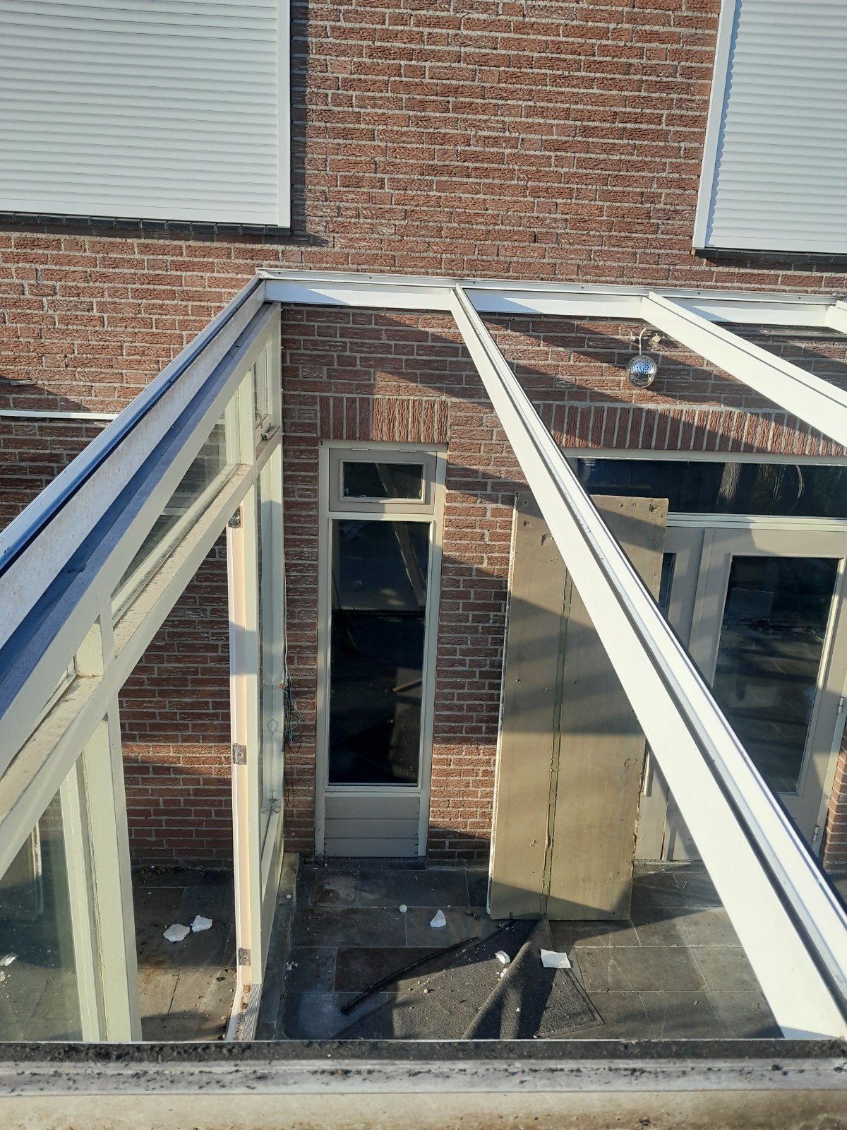Serre/veranda elementen, 7 zware stalen liggers van 390 cm, Gevelraam of Ruit, Gebruikt, Dubbelglas, 160 cm of meer