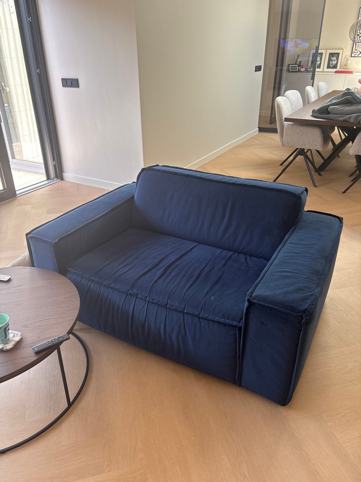 Fest Loveseat velvet blauw, Gebruikt, 150 tot 200 cm, Tweepersoons, 75 tot 100 cm