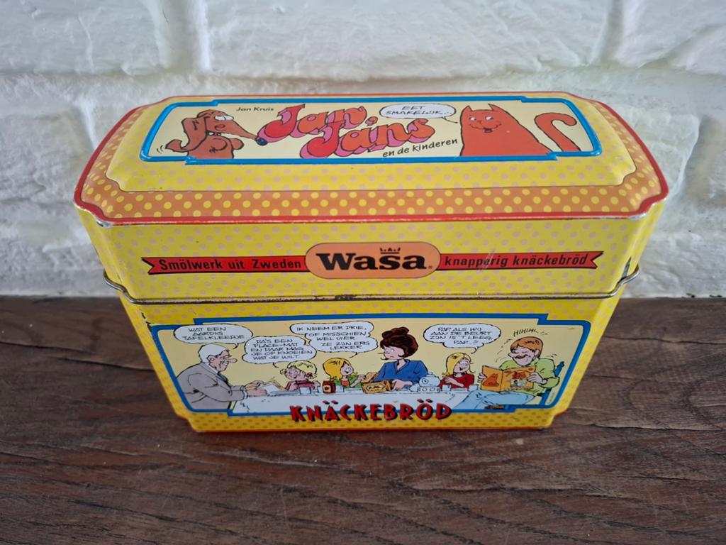 Vintage Jan, Jans en de kinderen Wasa Knäckebröd blik., Ophalen of Verzenden, Gebruikt