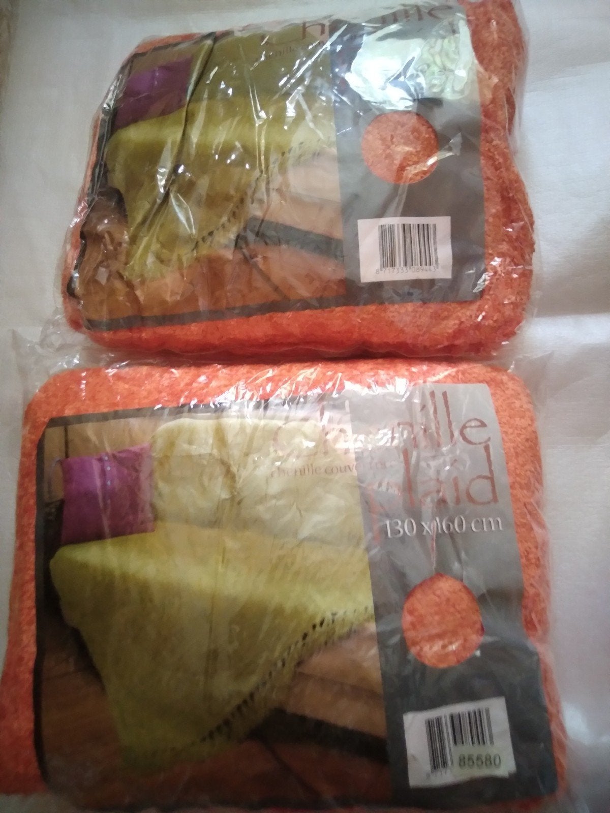 Chenille plaid oranje nieuw, Ophalen, Nieuw
