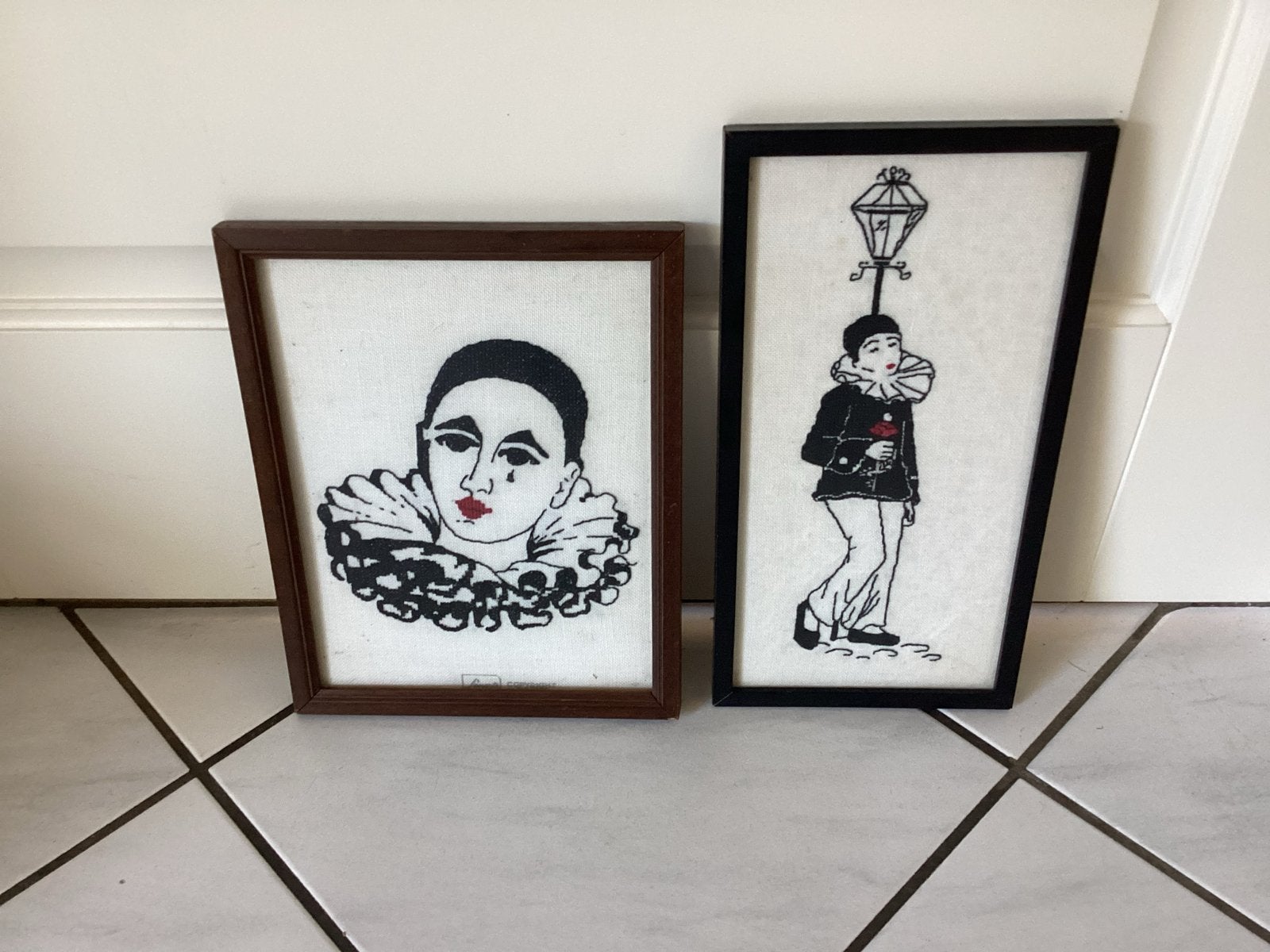 Diverse clown schilderijen en borduurwerken, Portret of Personen, Realistisch, Ophalen of Verzenden, Papier