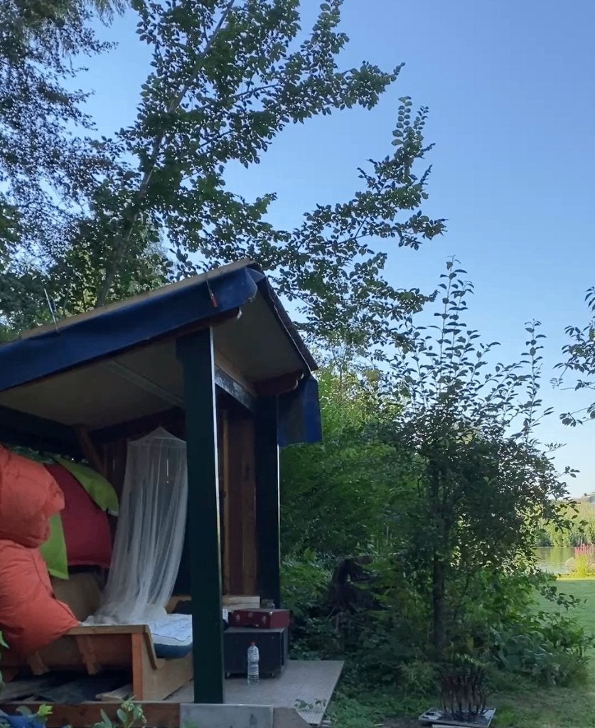 Prieeltje overkapping tuinhuis meditatie husje, Ophalen, 250 tot 500 cm, Zo goed als nieuw, 400 cm of meer