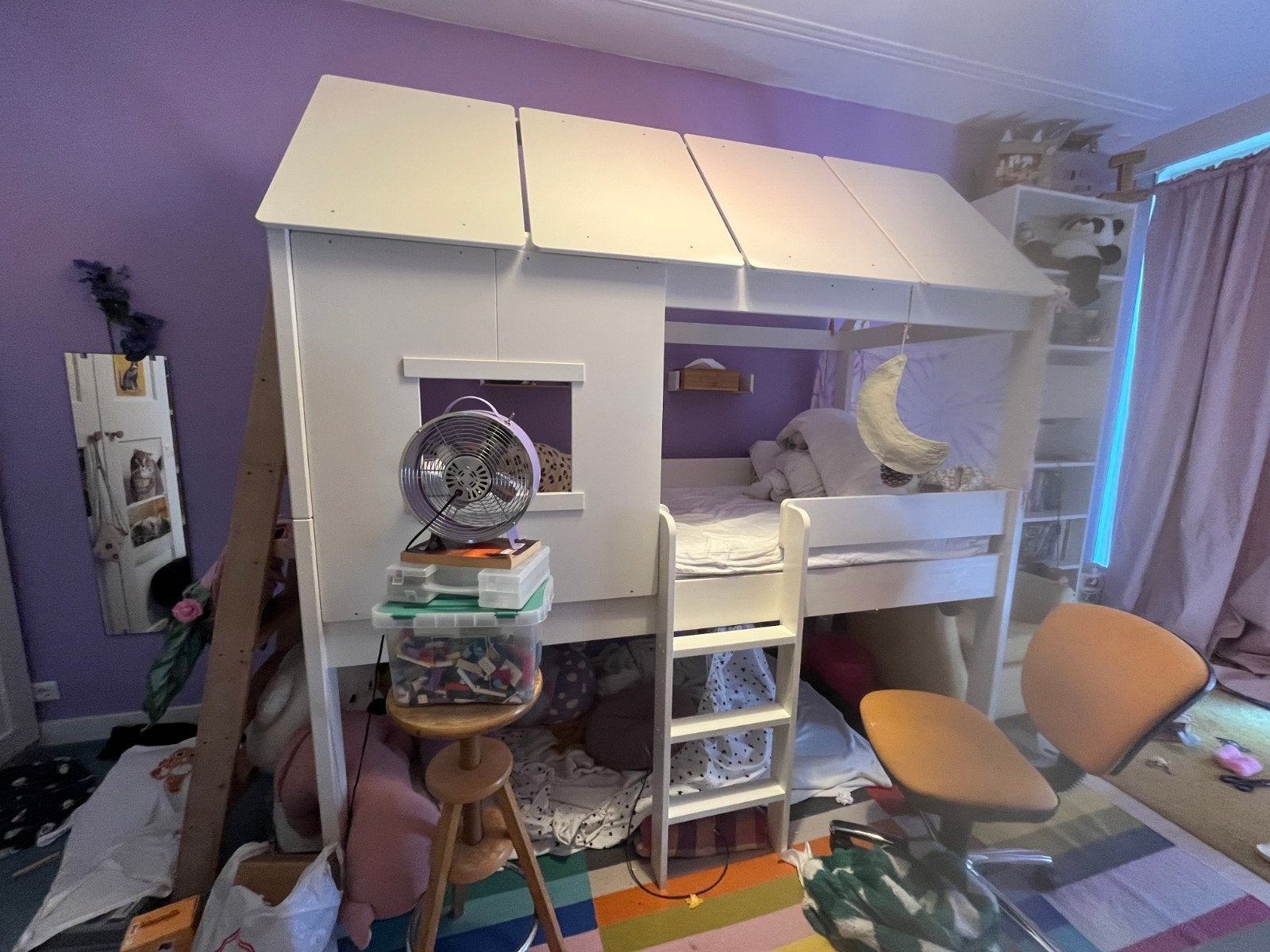Kinderbed Wehkamp huisje, Ophalen, 100 cm, Eenpersoons, Wit