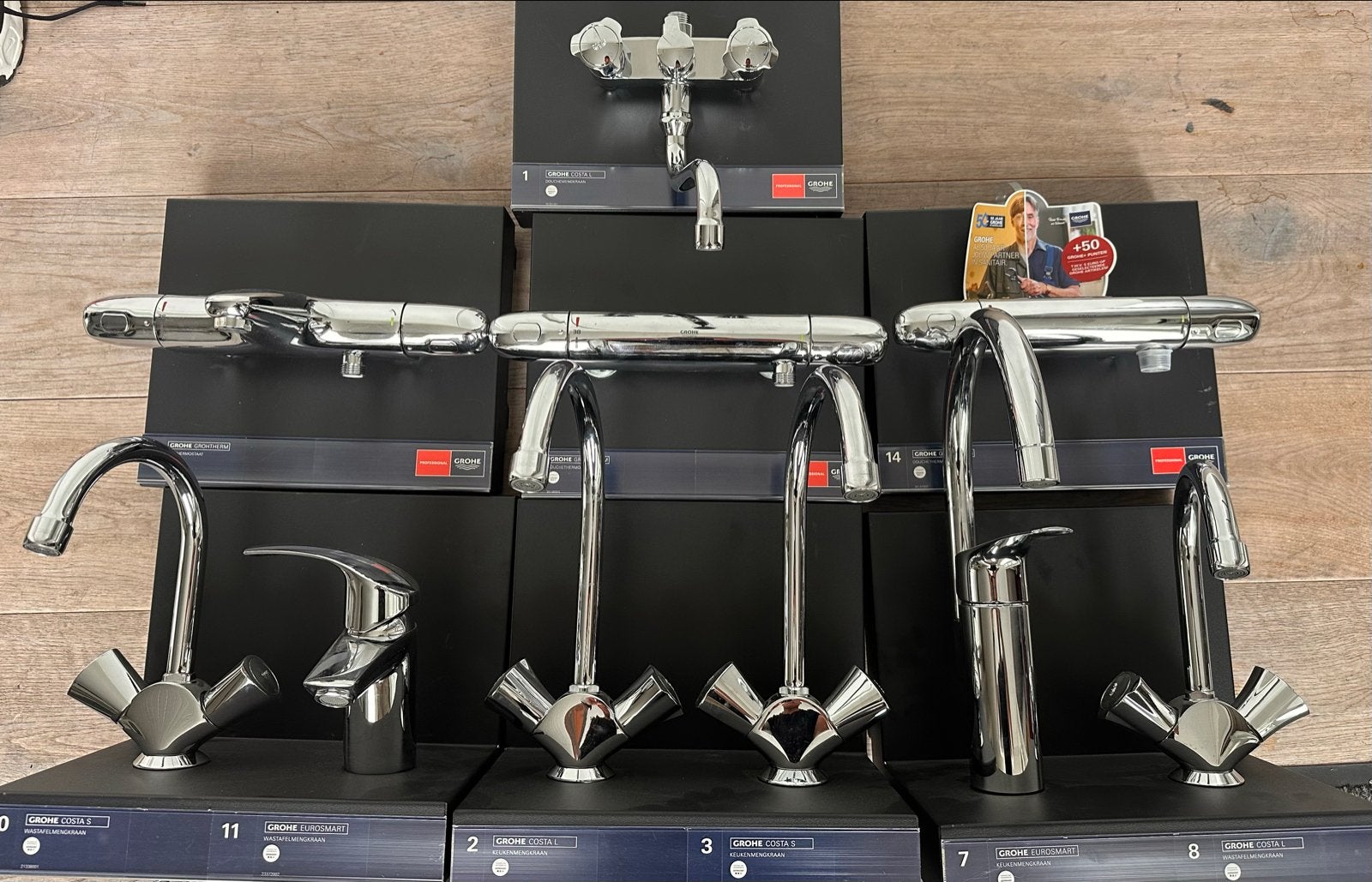 Partij nieuwe Grohe keuken wastafel bad en douchekranen, Ophalen, Nieuw, Chroom, Kraan