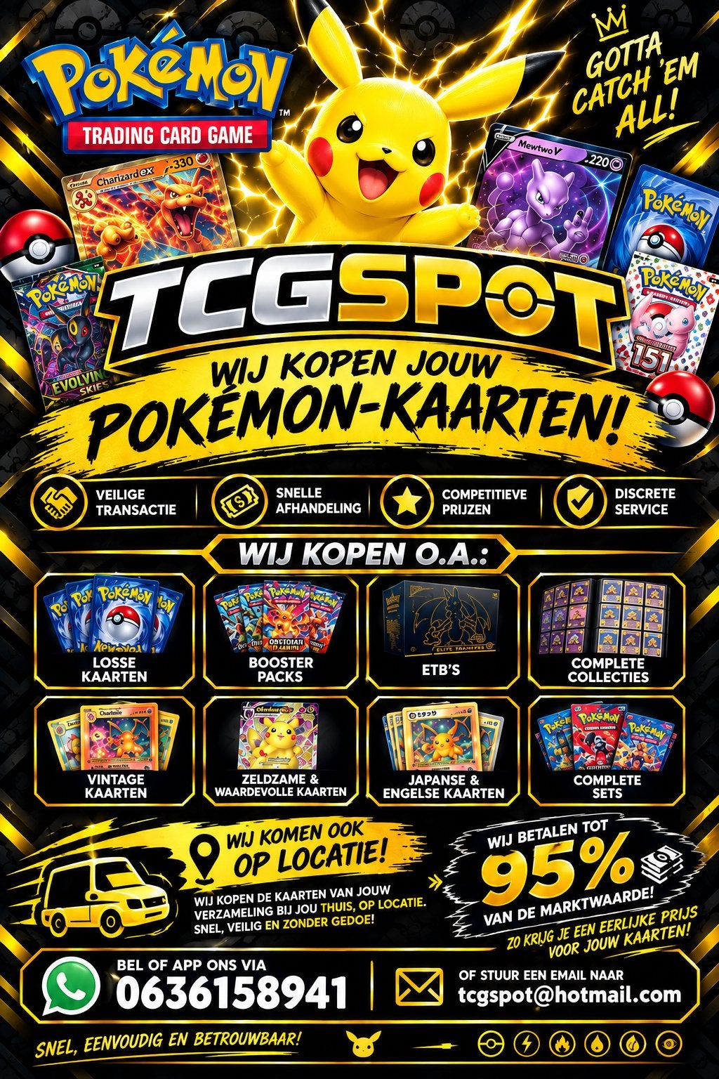 Inkoop Pokémonkaarten - TCGSPOT, Ophalen of Verzenden, Gebruikt, Meerdere kaarten