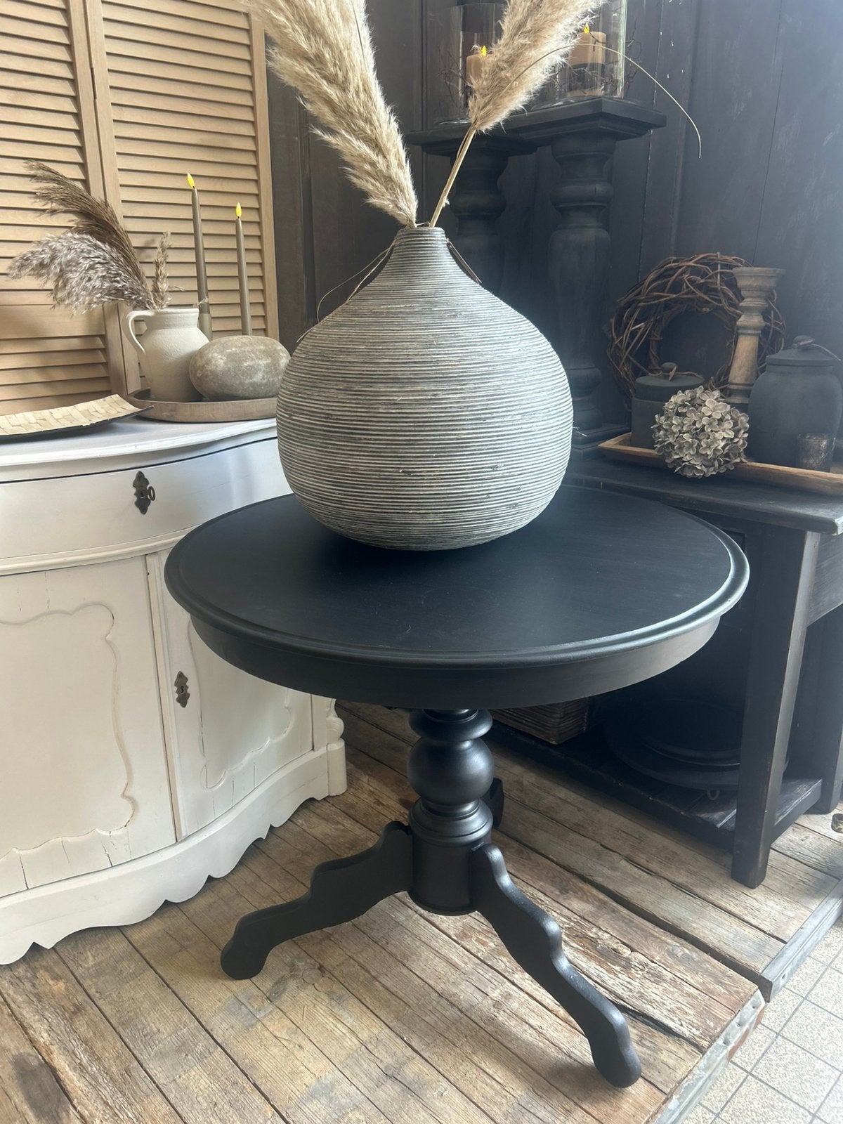 Bolpoot tafel / grote wijntafel, Ophalen, Rond, Zo goed als nieuw, 75 cm of meer