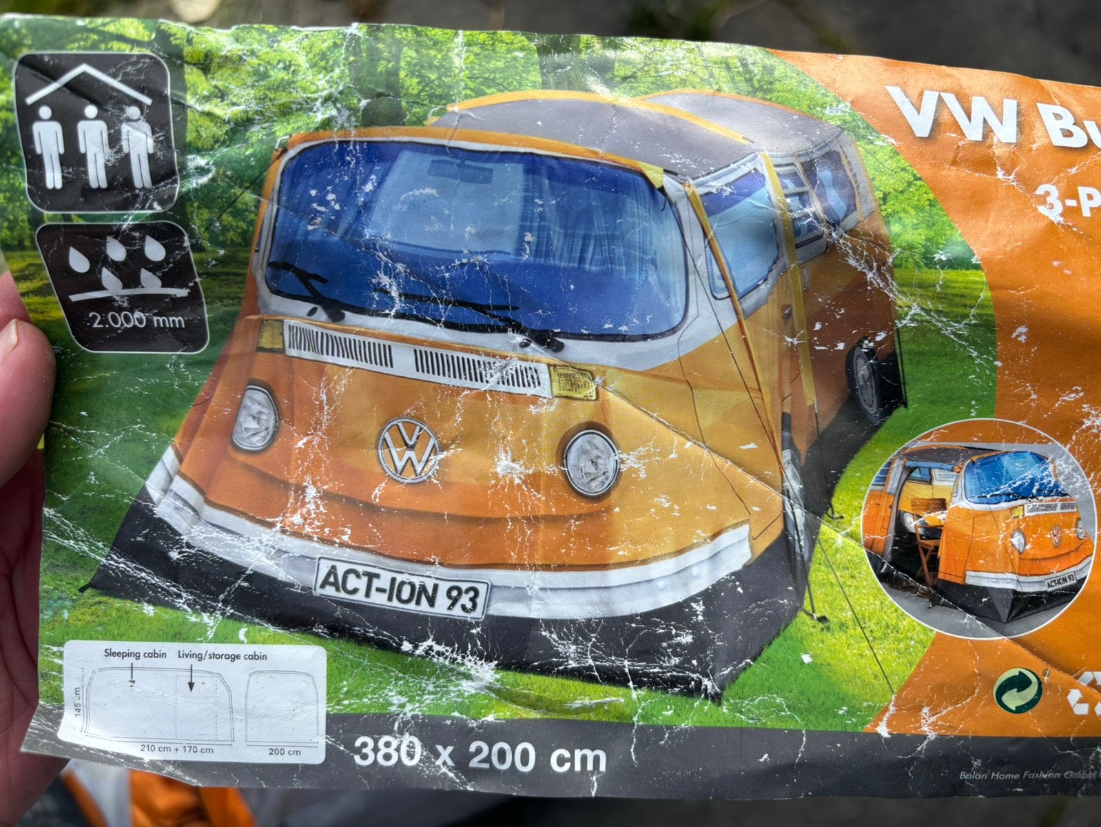 VW BUSJE TENT 3 PERSONEN, Ophalen of Verzenden, Zo goed als nieuw, Tot en met 3