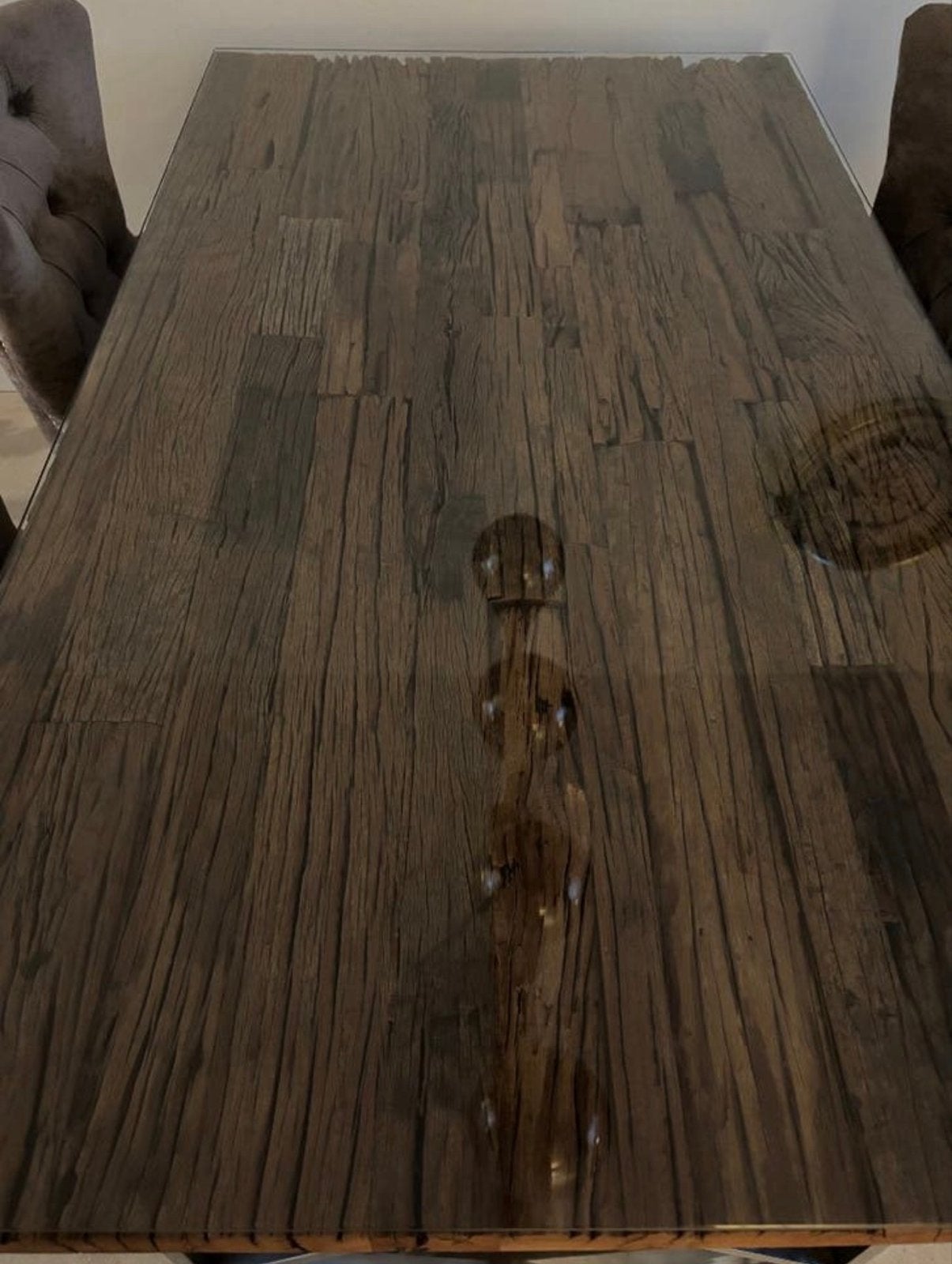 eettafel met glasplaat, Ophalen, Gebruikt, 200 cm of meer, 50 tot 100 cm