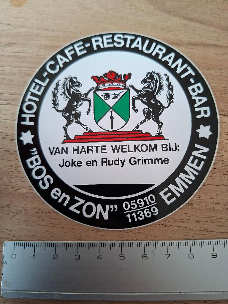 Sticker Emmen hotel café  restaurant bar, Ophalen of Verzenden, Zo goed als nieuw, Bedrijf of Vereniging