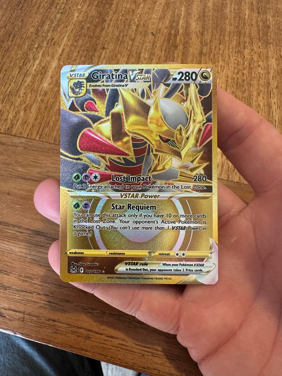 Giratina VSTAR Gold Secret Rare Pokémon Kaart (2022), Ophalen of Verzenden, Zo goed als nieuw, Losse kaart, Foil