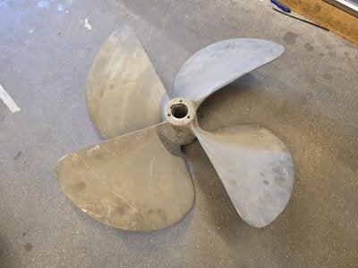 Schroef messing LH 4 blads As: 50 mm, Watersport en Boten, Niet ingevuld, Gebruikt, Niet ingevuld, Niet ingevuld