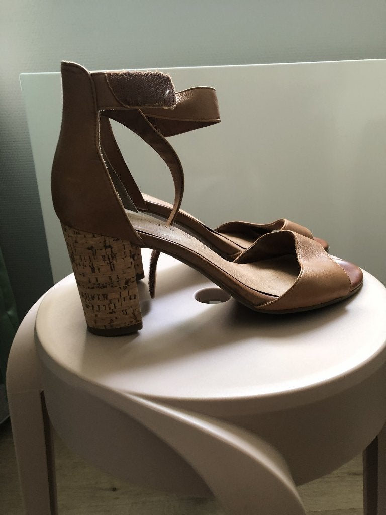 Sandalen met hoge hak cognac, Kleding | Dames, Bruin, Zo goed als nieuw, No Stress, Sandalen of Muiltjes