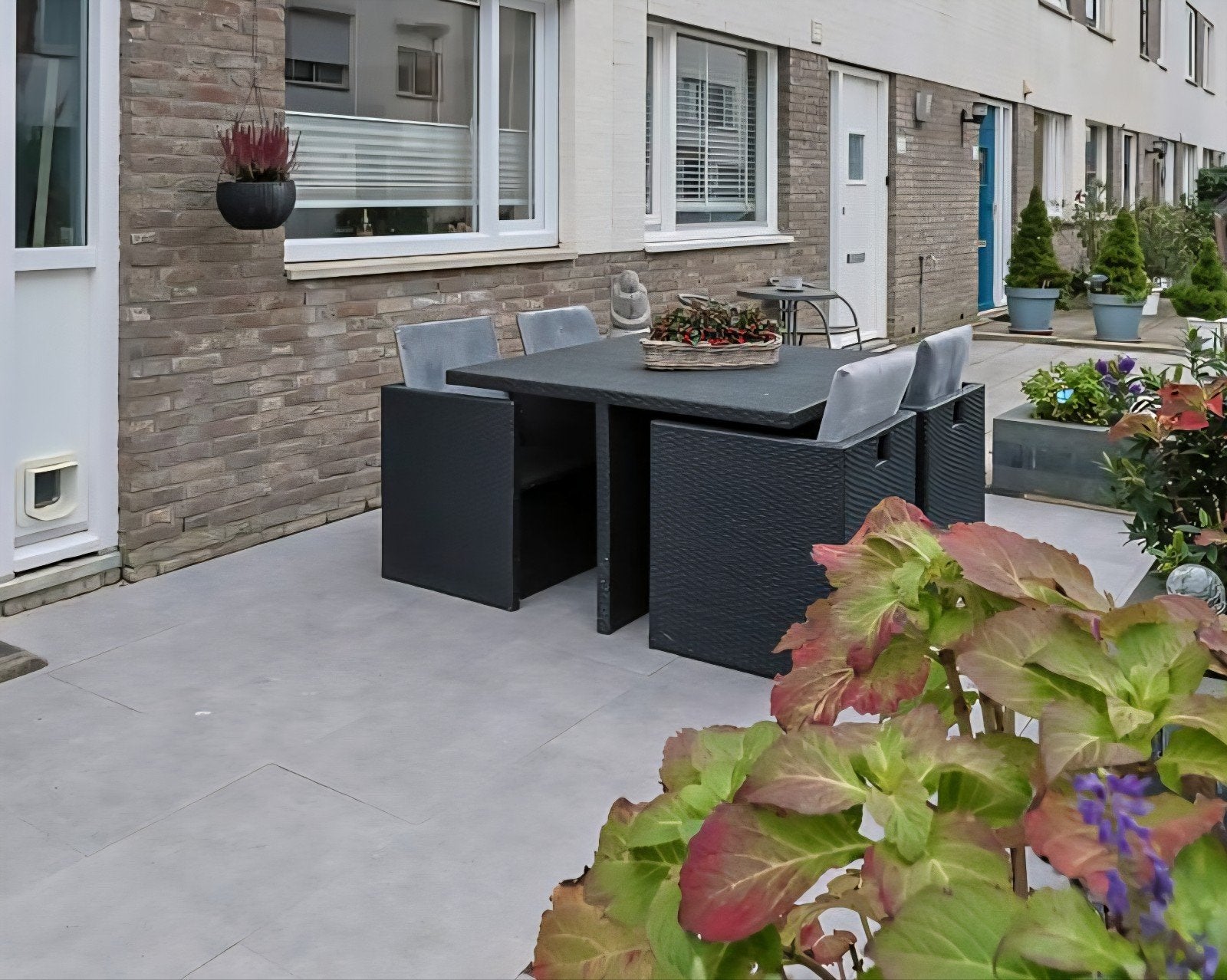 Ruimtebesparende Tuinset (4-persoons, incl 4 hockers), 4 zitplaatsen, Gebruikt, Ophalen of Verzenden, Tuinset