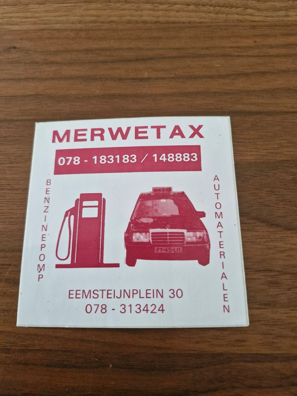 914 Vintage Merwetax Sticker - Benzinepomp & Automaterialen, Ophalen of Verzenden, Nieuw, Auto of Motor