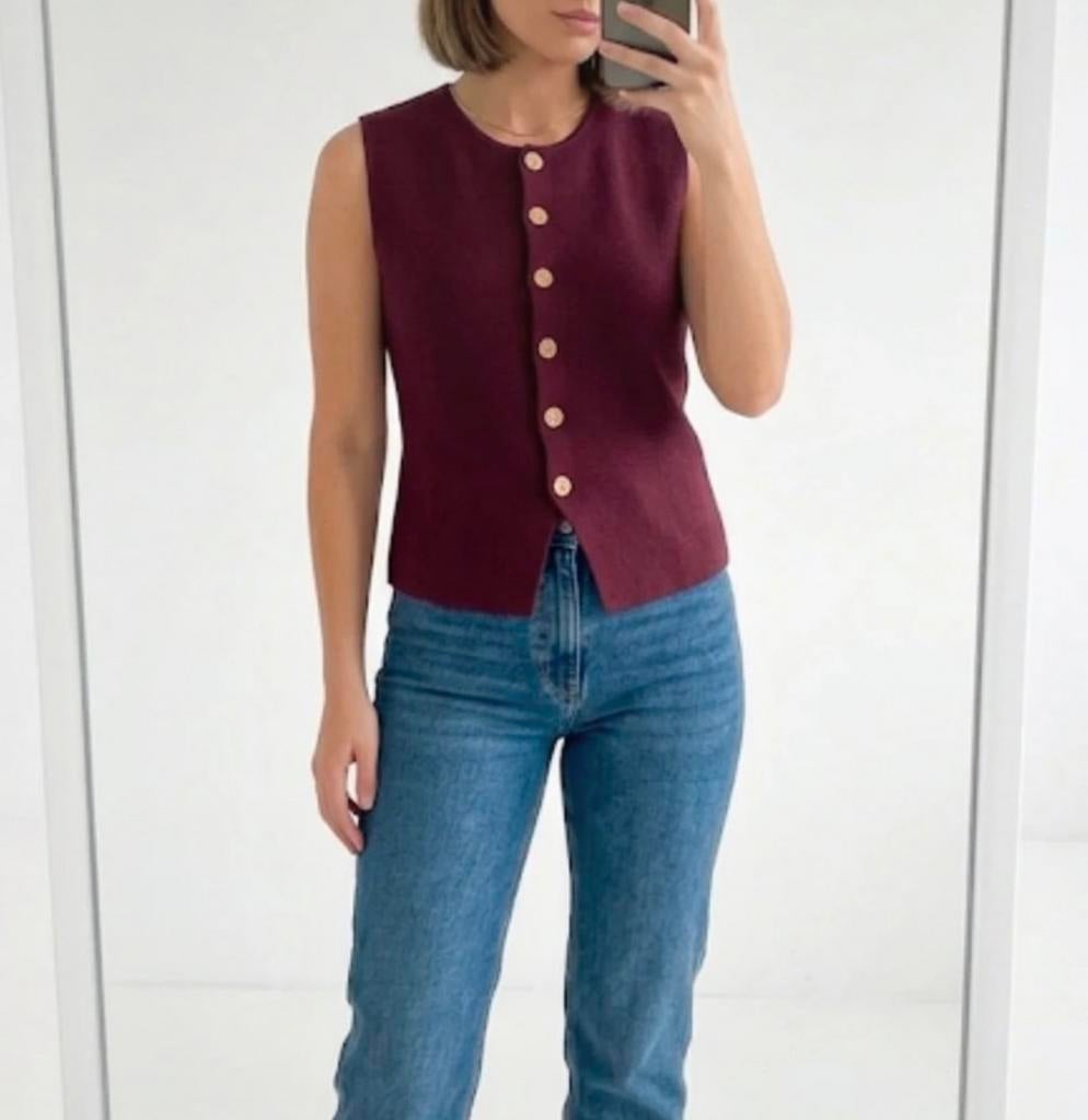Bordeaux rode gilet, Ophalen of Verzenden, Nieuw, Maat 42/44 (L), Rood