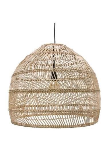HKLIVING Wicker pendant lamp ball natural M, Ophalen, Overige materialen, E27 (groot), Landelijk