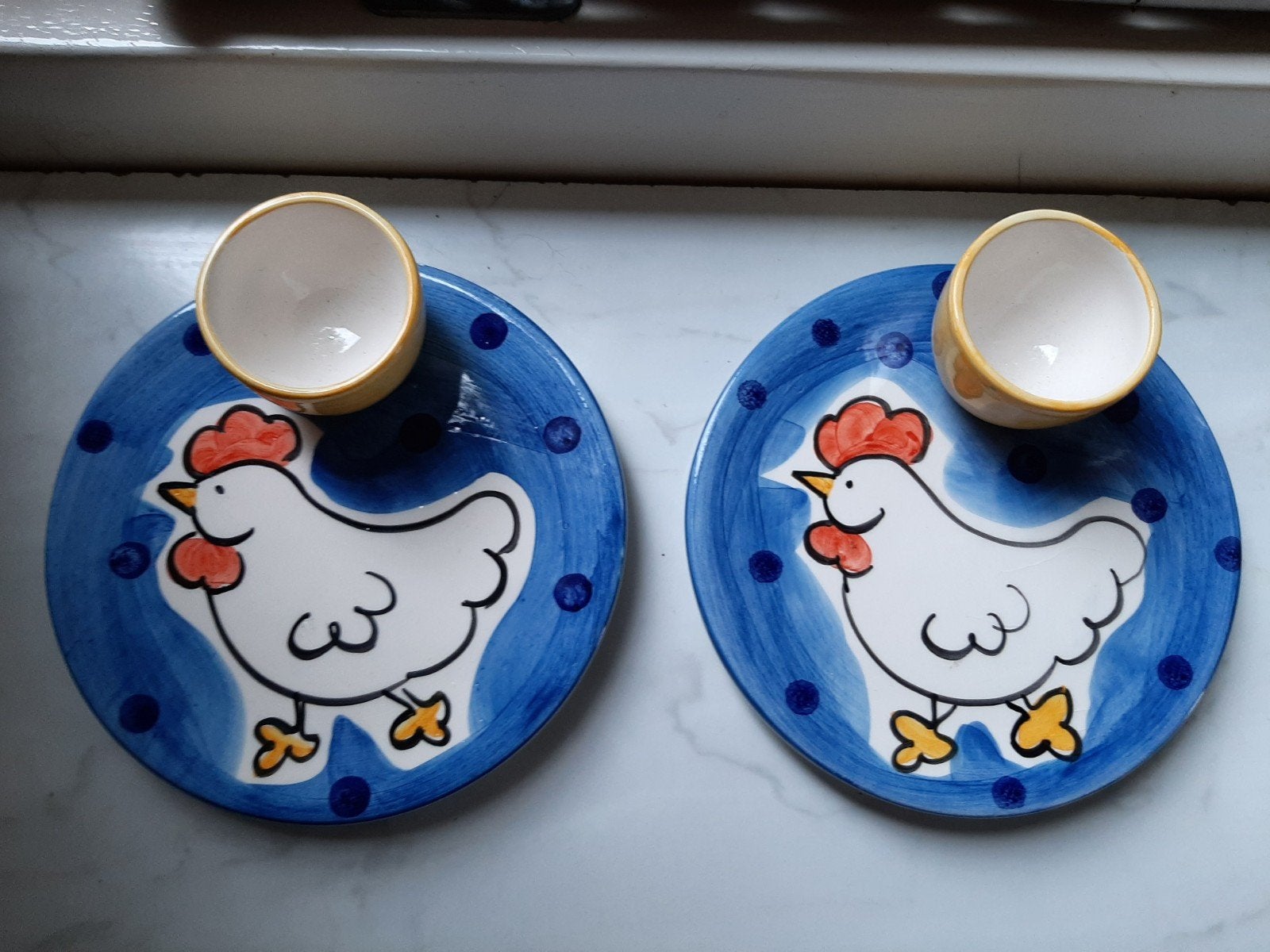 Kip eierdop met bord 2x pasen, Ophalen of Verzenden