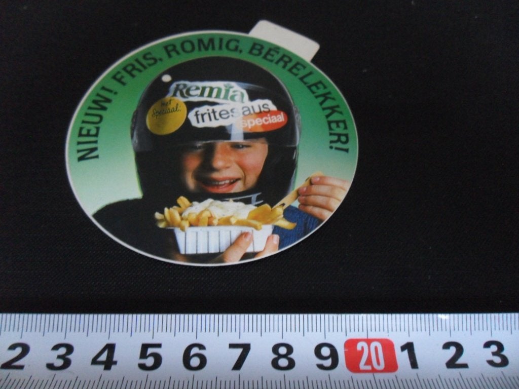 sticker nieuw fris romig bérelekker remia fritesaus speciaal, Ophalen of Verzenden, Zo goed als nieuw