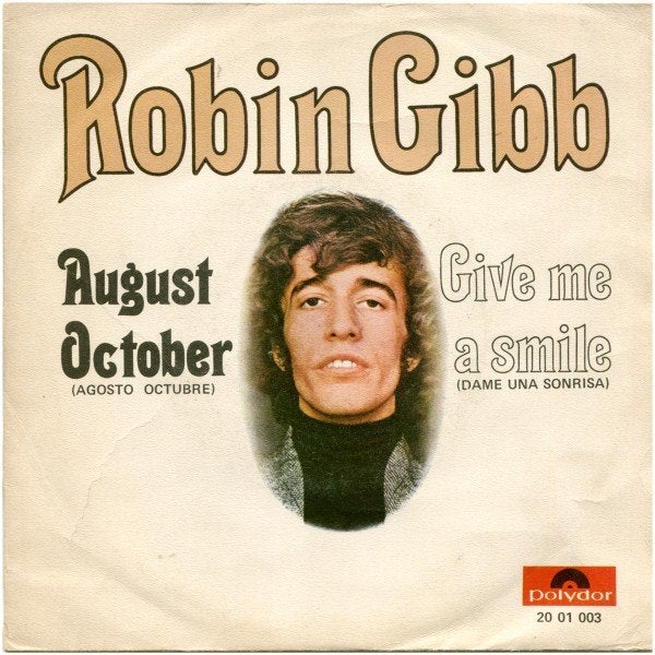 Robin Gibb: August, October / Give me a smile, Gebruikt, 7 inch, Ophalen of Verzenden, Pop