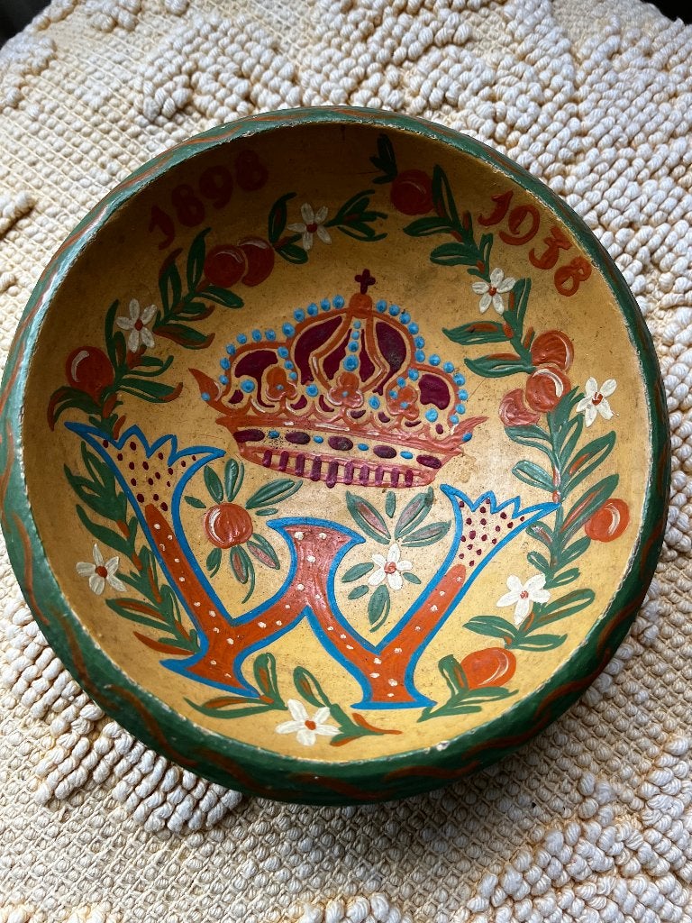 oud houten schaaltje Wilhelmina 1898 - 1938, Ophalen of Verzenden, Gebruikt, Nederland, Overige typen