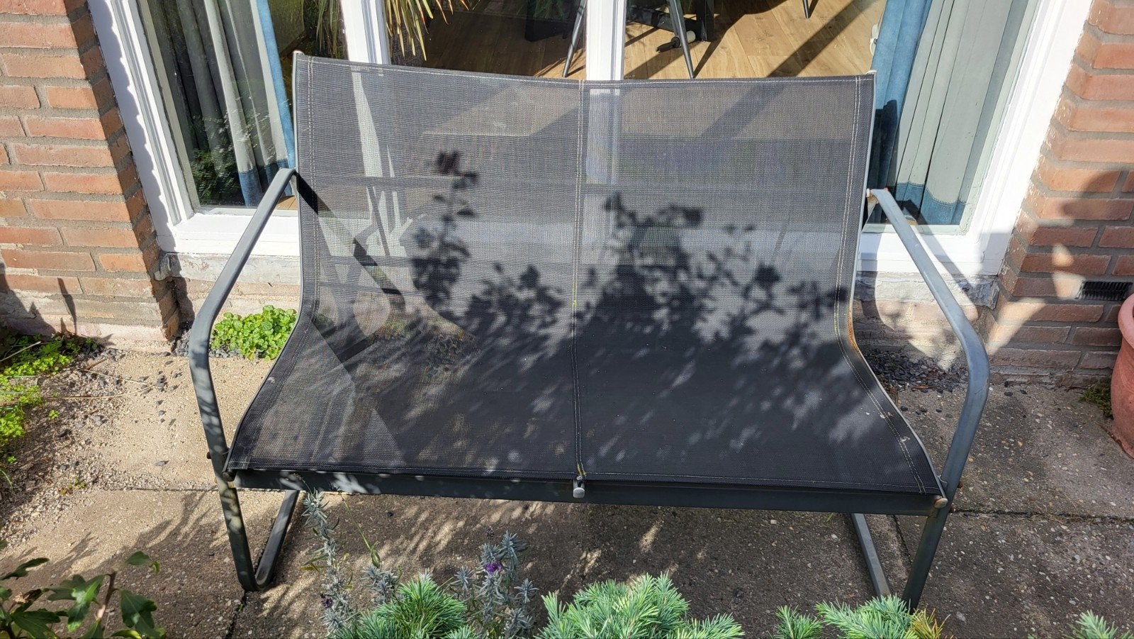 tuin bankje, Tuin en Terras, Ophalen of Verzenden, Gebruikt, Metaal