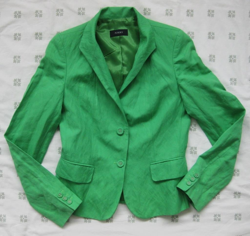 Purdey, groen jasje, blazer, linnen met katoen, 34, Kleding | Dames, Jasjes, Kostuums en Pakken, Ophalen of Verzenden, Zo goed als nieuw