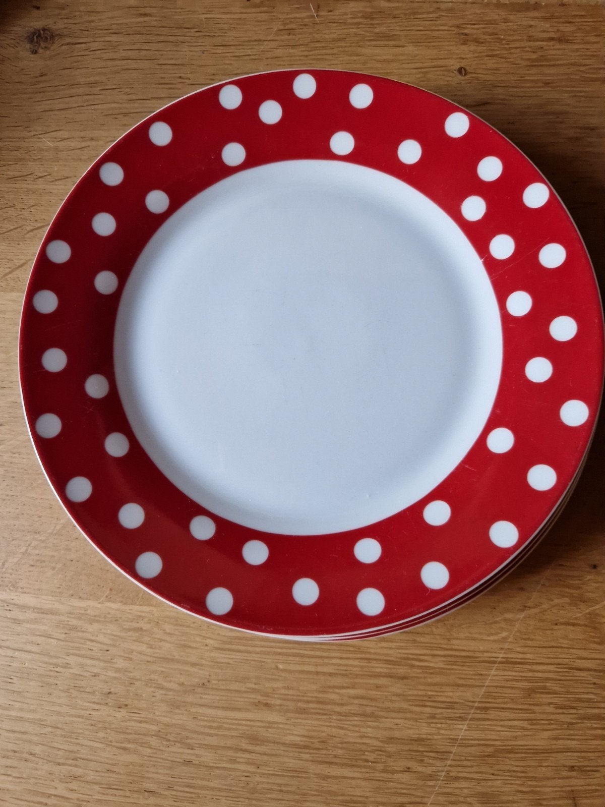 ONTBIJTBORDEN 🍄 ROOD MET WITTE STIPPEN 3X, Huis en Inrichting, Keuken | Servies, Ophalen of Verzenden, Overige stijlen, Bord(en)