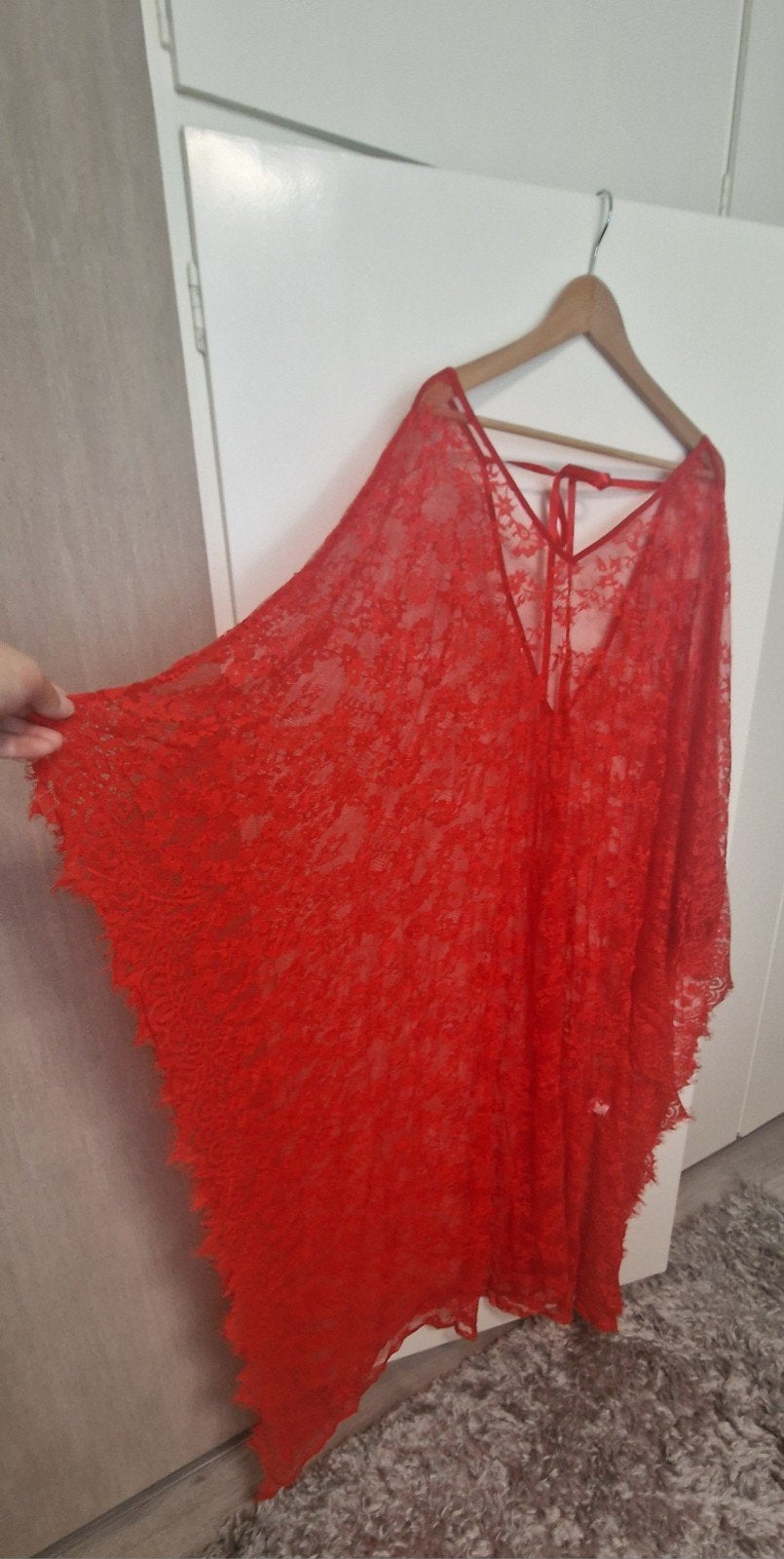 Rode Kanten Kimono / Badjas, Onbekend, Ophalen of Verzenden, Rood, Badjas