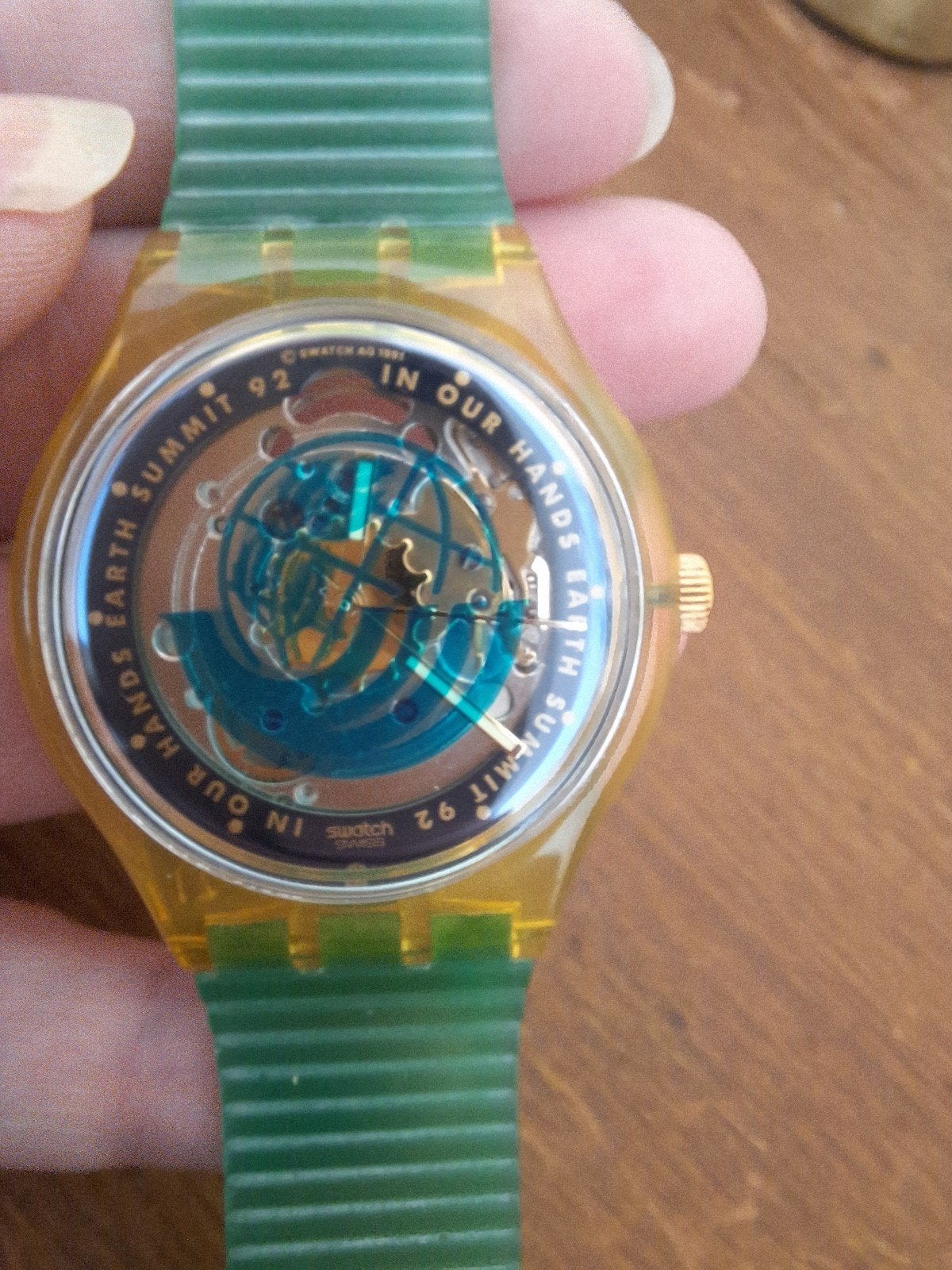 Swatch Automatic Earth Summit ’92, Sieraden, Tassen en Uiterlijk, Horloges | Dames, Gebruikt, Polshorloge, Swatch, Kunststof