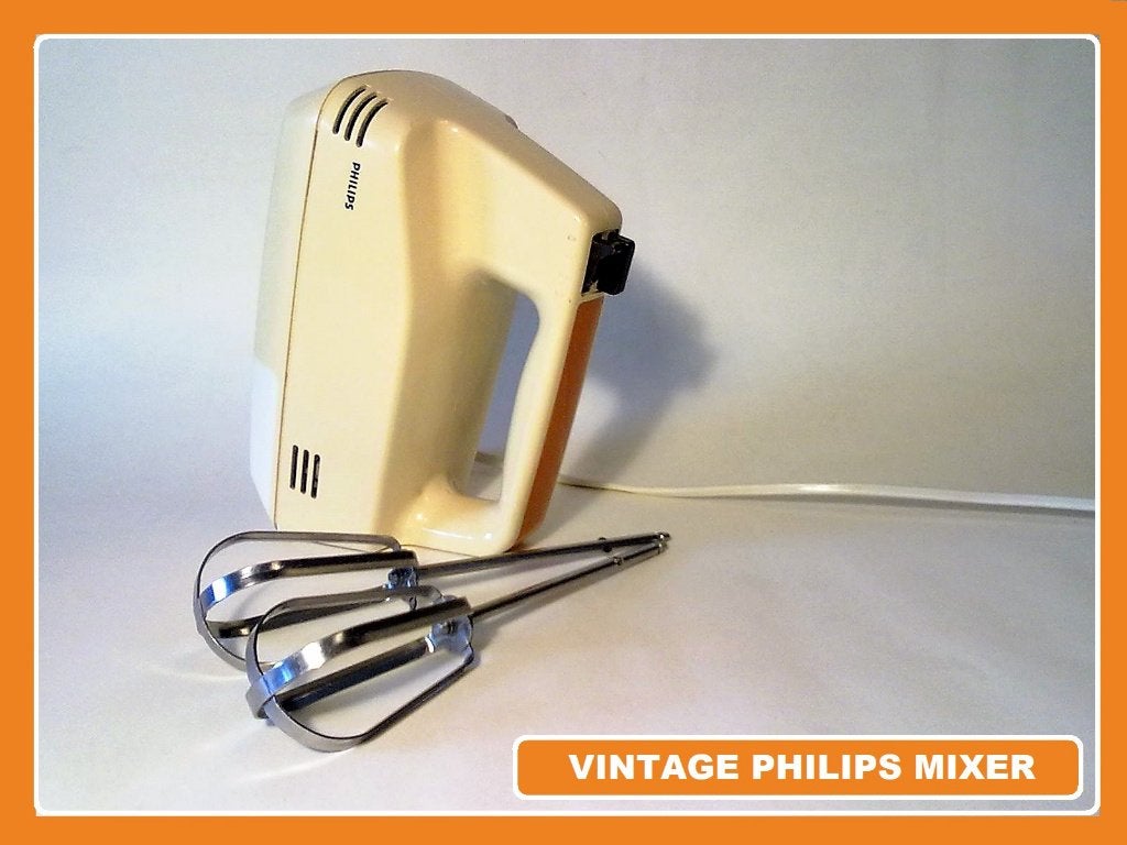 Vintage Retro Philips Mixer HR1170 Handmixer kloppers, Gebruikt, 3 snelheden of meer, Ophalen of Verzenden, Vaatwasserbestendig