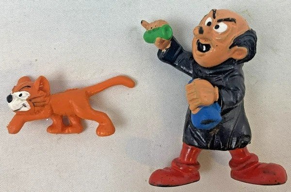 Smurfen Schleich Gargamel & Azrael Figuren 1982 W. Germany